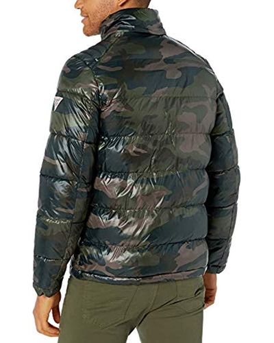Guess Mid Weight Hooded Puffer Jacket in Camo Olive (Green) for Men - Lyst