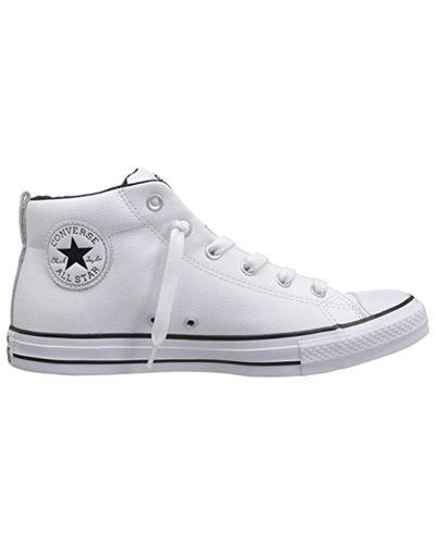converse street mid leather white
