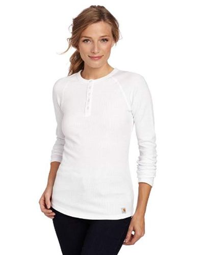 Carhartt Cotton Essential Waffle Henley Long Sleeve in White - Lyst