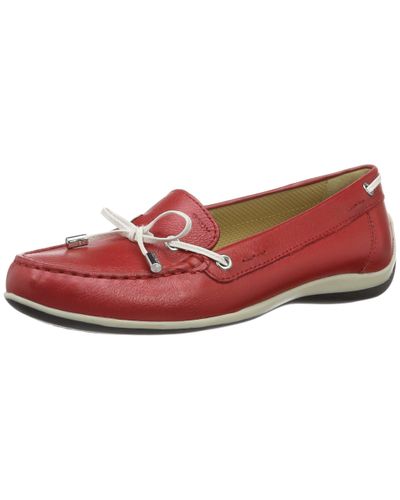 Geox Leather D Yuki A Mocassins in Red/White (Red) - Lyst