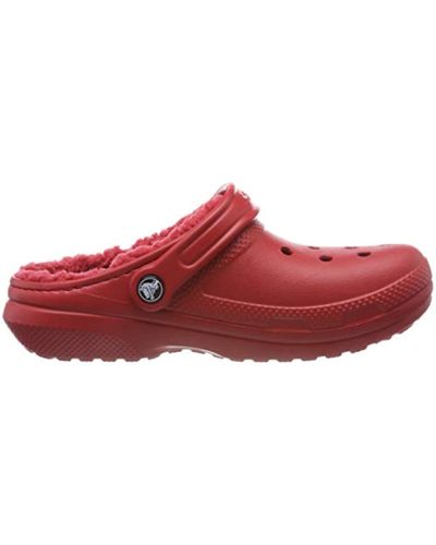 red furry crocs
