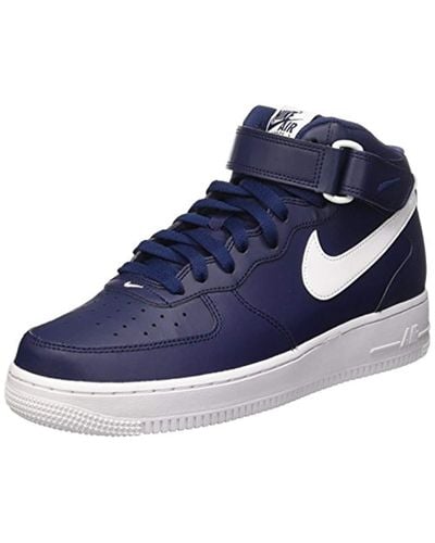 navy blue high top air force ones