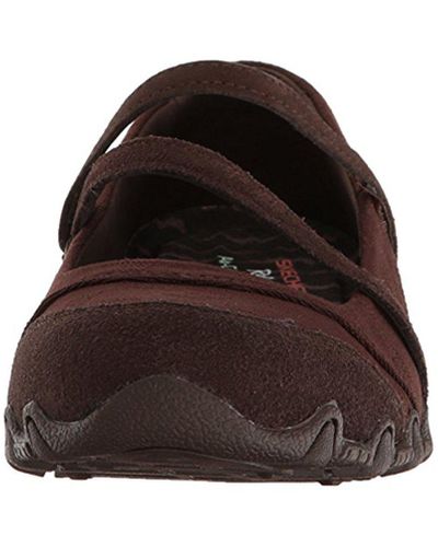 Skechers Suede Bikers -fiesta Mary Jane Flat in Chocolate (Brown) - Lyst