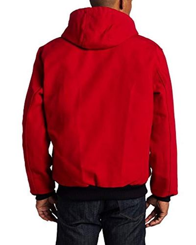 Carhartt Quilted Flannel Lined Duck Active Jacket in Red for Men - Lyst