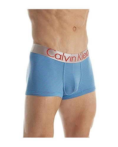 Calvin Klein Steel Micro Low Rise Trunks in Blue for Men - Lyst