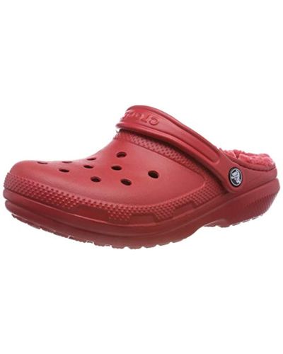 red fluffy crocs