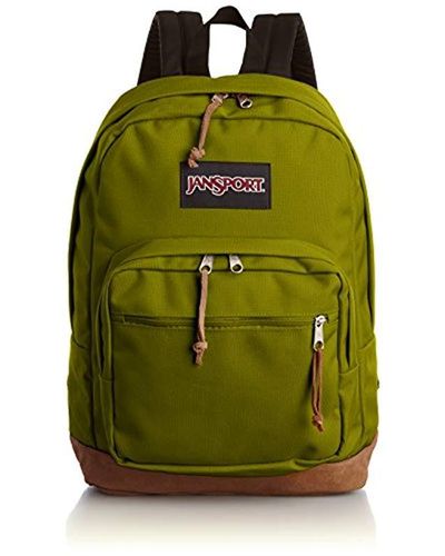 jansport green backpack leather bottom