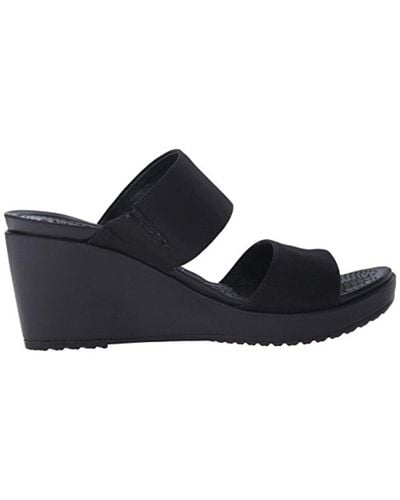 crocs black leigh wedge