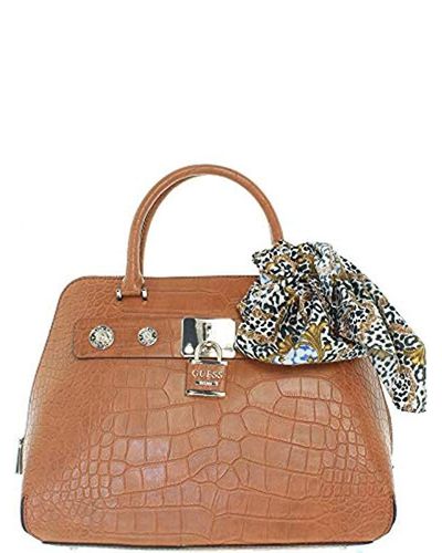 Guess Anne Marie Dome Satchel Cognac in Brown - Lyst