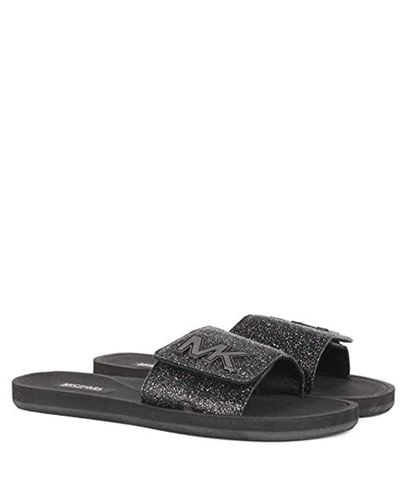 michael kors black glitter slides