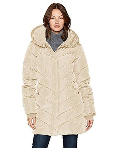 steve madden women's long chevron quilted outerwear jacket
