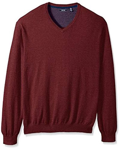 Izod Big And Tall Fine Gauge Solid V-neck Sweater in Purple for Men - Lyst