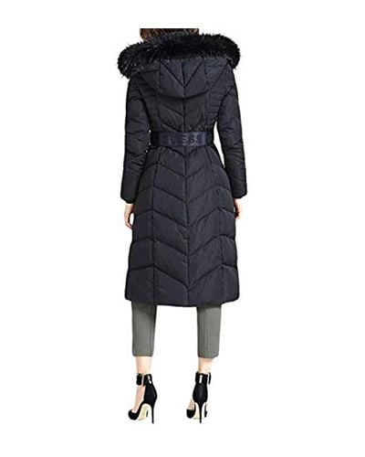 Guess Patricia Long Down Jacket Coat in Black - Lyst