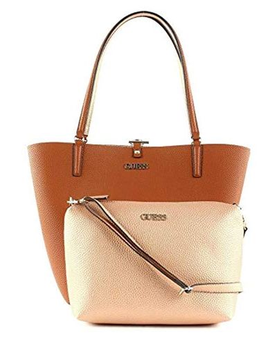 Guess Borsa Shopping Alby toggle Tote Reversibile Con Pochette  Cognac/rosegold Bs20gu18 in Brown - Lyst