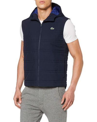 Bleu Marine Veste Lacoste Sans Manche Capuche Lacoste Doudoune
