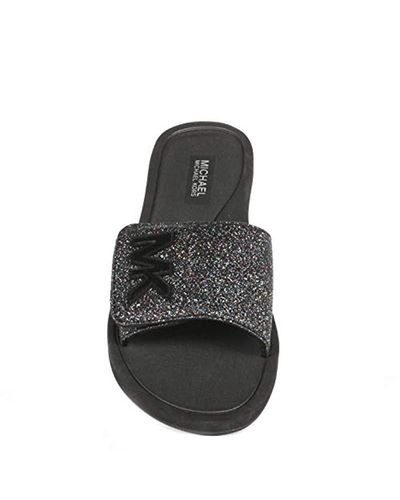 michael kors black glitter slides