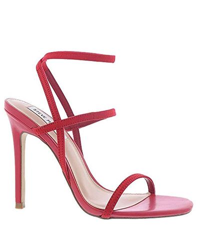 Steve Madden Leather Necture Heeled Sandal in Red - Lyst