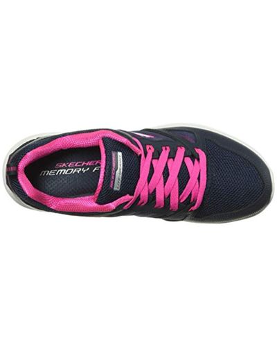 Skechers Leather Skybound Sneaker in Navy/Pink (Blue) - Lyst