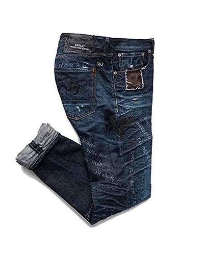 Replay Maestro Denim Selection Customised Jeans in Blue for Men - Lyst