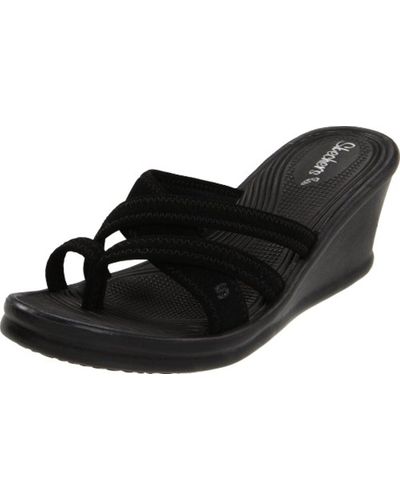 Skechers Neoprene Cali Rumblers-beautiful People Wedge Sandal in Black - Lyst