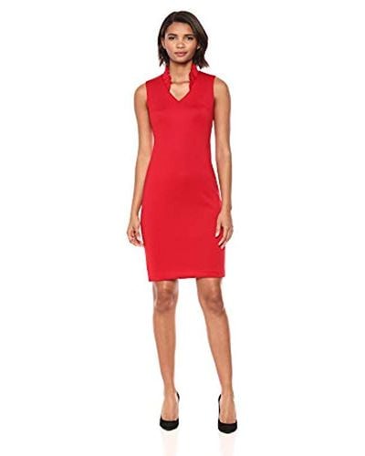 calvin klein red sleeveless dress
