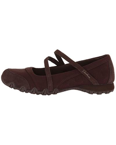 Skechers Suede Bikers -fiesta Mary Jane Flat in Chocolate (Brown) - Lyst