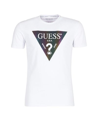 Guess Iridescent Triangle Logo Tee T-shirt in Black for Men - Lyst