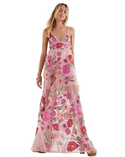 For Love & Lemons Kaylee Maxi Dress in Pink | Lyst
