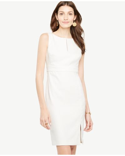 white linen sheath dress