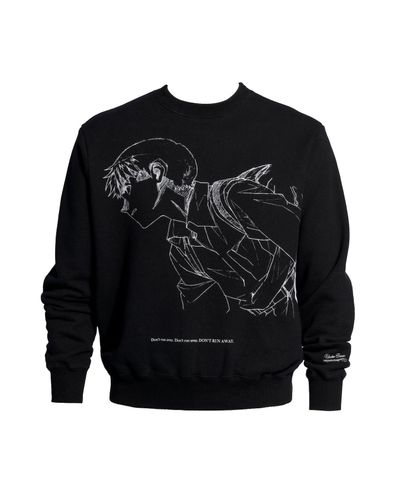 Undercover Evangelion - Shinji Print Oversized Sweatshirt in Black