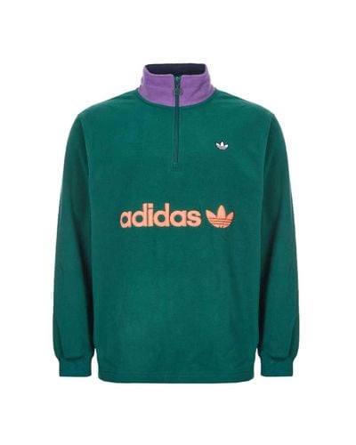adidas Fleece Half Zip – Green / Purple for Men - Lyst