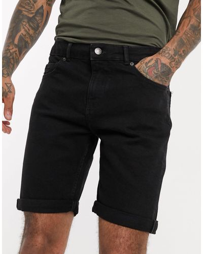 Pull&Bear Denim Shorts in Black for Men - Lyst