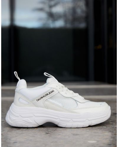 Calvin Klein Cotton Maya White Chunky Trainers - Lyst