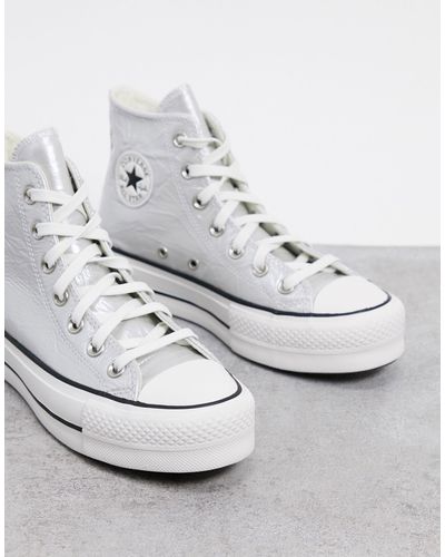 Converse Rubber Chuck Taylor All Star Hi Lift Sneakers in Silver (Metallic)  | Lyst