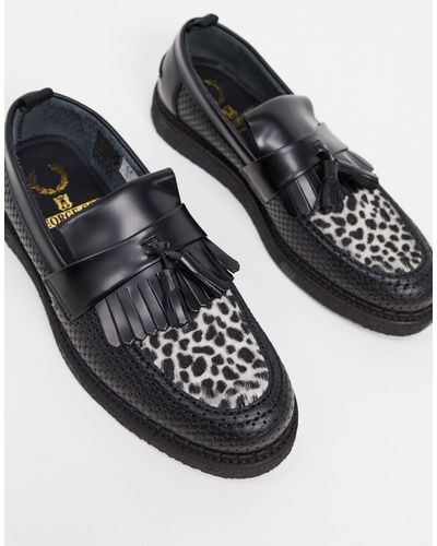 Fred perry - george cox - mocassini neri in pelle con nappe-nero - Stileo.it