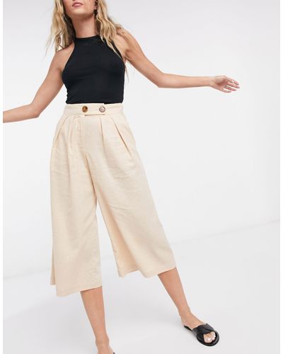 Vero Moda Wide Trousers in Natural - Lyst