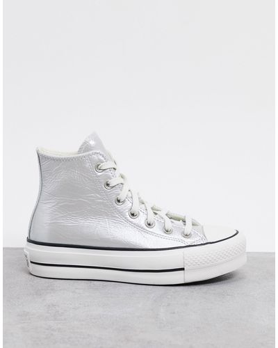 Zapatillas hi-top en plateado metálico con plataforma Chuck Taylor Lift  Converse de Caucho de color Metálico | Lyst