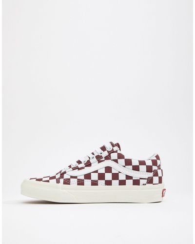 burgundy checkerboard vans