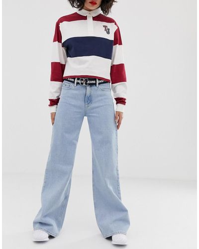Tommy Hilfiger Denim High Rise Wide Flared Jeans in Blue | Lyst