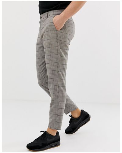 Pantalones ajustados a cuadros en marrón Bershka de Denim de color Marrón  para hombre | Lyst