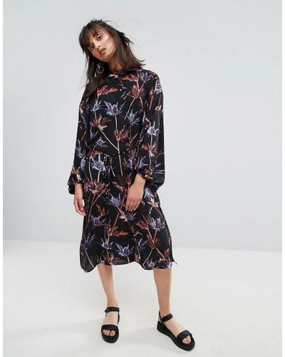 Weekday Synthetic Dress With Digital Print in Black - Lyst