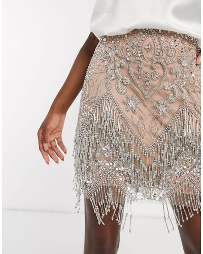 embellished fringe skirt