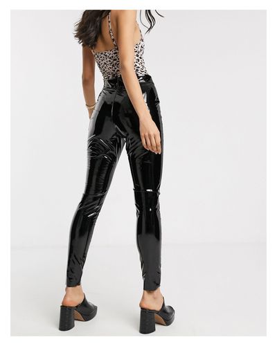 TOPSHOP Vinyl leggings in Black | Lyst 