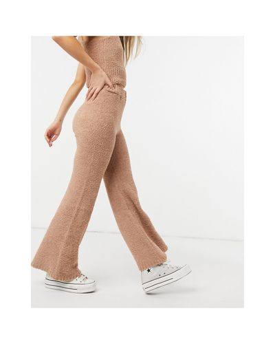 Co Ord Teddy Wide Leg Trouser in Brown 