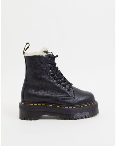 Dr. Martens Jadon Fluff Lined Chunky Flatform Boots in Black - Lyst