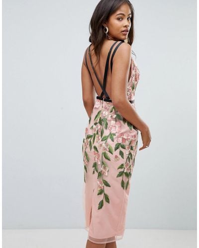 Asos Design Floral Embroidered Pencil Midi Dress Pencil Dress Asos Design  Embroidered Mesh Midi Dress Clearance