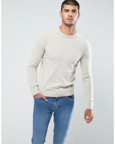 BOSS by Hugo Boss Wool By Hugo Boss Amidro Knitted Jumper In Cream in  Natural for Men - Lyst