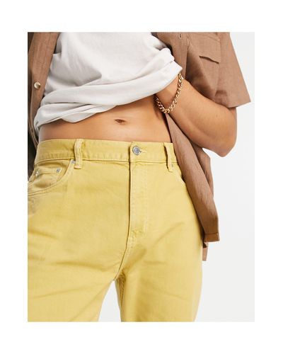 Weekday Space Washed Trousers in Yellow 