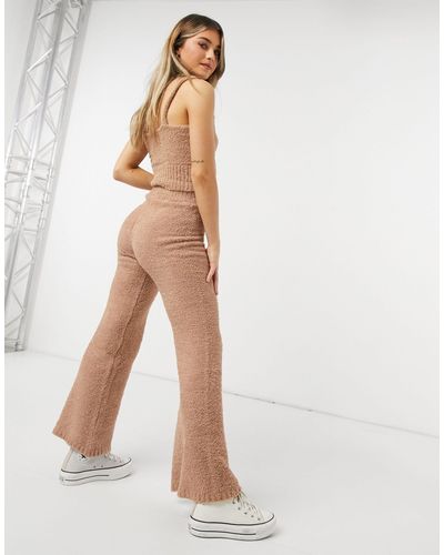 Co Ord Teddy Wide Leg Trouser in Brown 