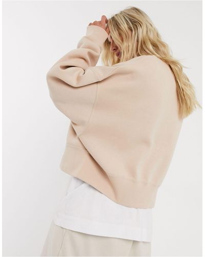 nike mini swoosh oversized cropped sweatshirt in gray
